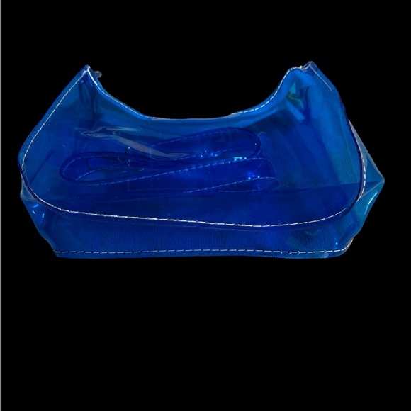 Trendy Clear Jelly Handbag Neon Blue Shoulder Bag - Picture 4 of 11